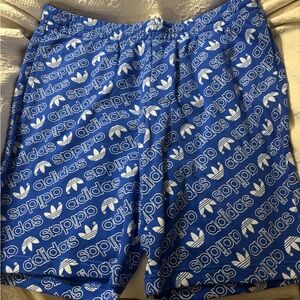 adidas Royal Blue Shorts with White Logo Print